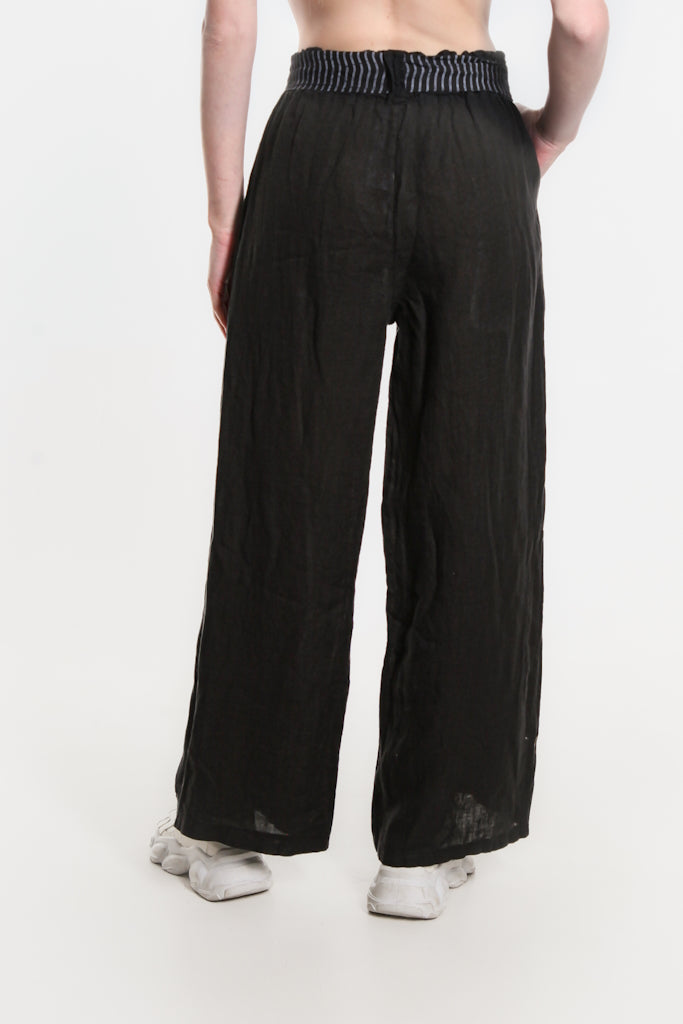 PL180-001 Black Cordelia Sailor Linen Pant