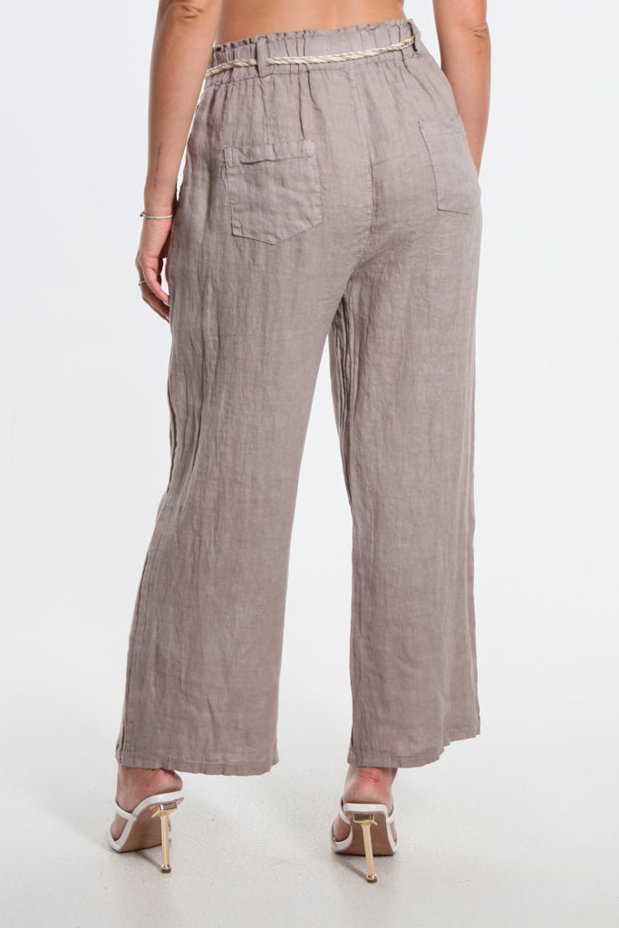 PL181-210 Taupe Gracy Linen Pull On Pant