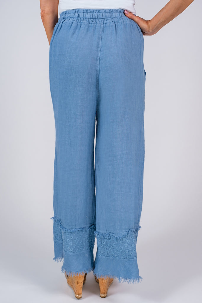 PL186-427 Jeans Arti Linen Embroidered Pant