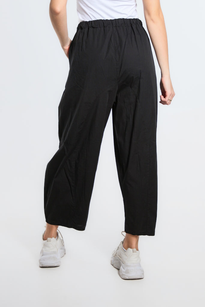 PL191-001 Black Spray Wash Sally Front Seam Easy Fit Pant