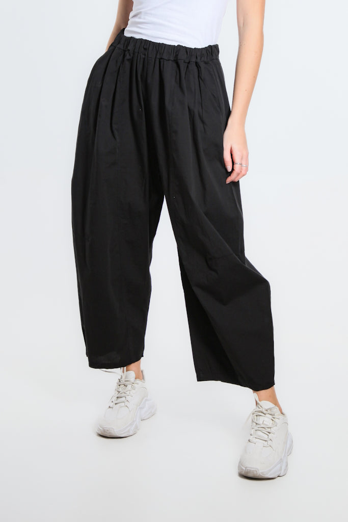 PL191-001 Black Spray Wash Sally Front Seam Easy Fit Pant