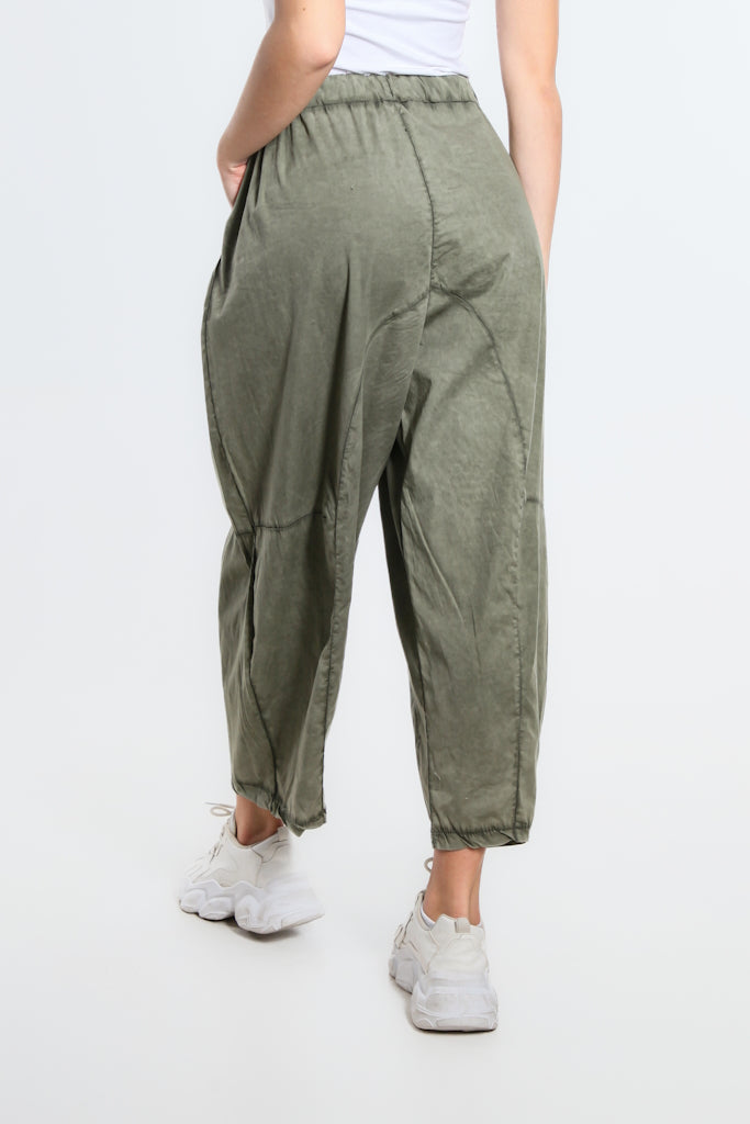 PL191-308 Army Spray Wash Sally Front Seam Easy Fit Pant