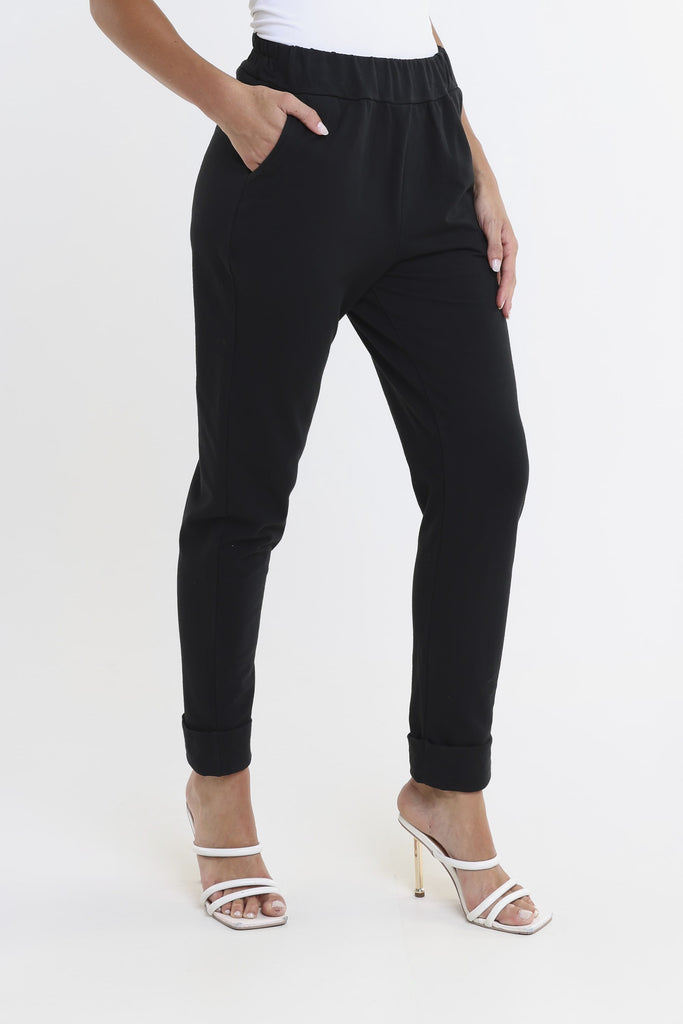 PL193 001 Black Tamara French Terry Jogger-Front2