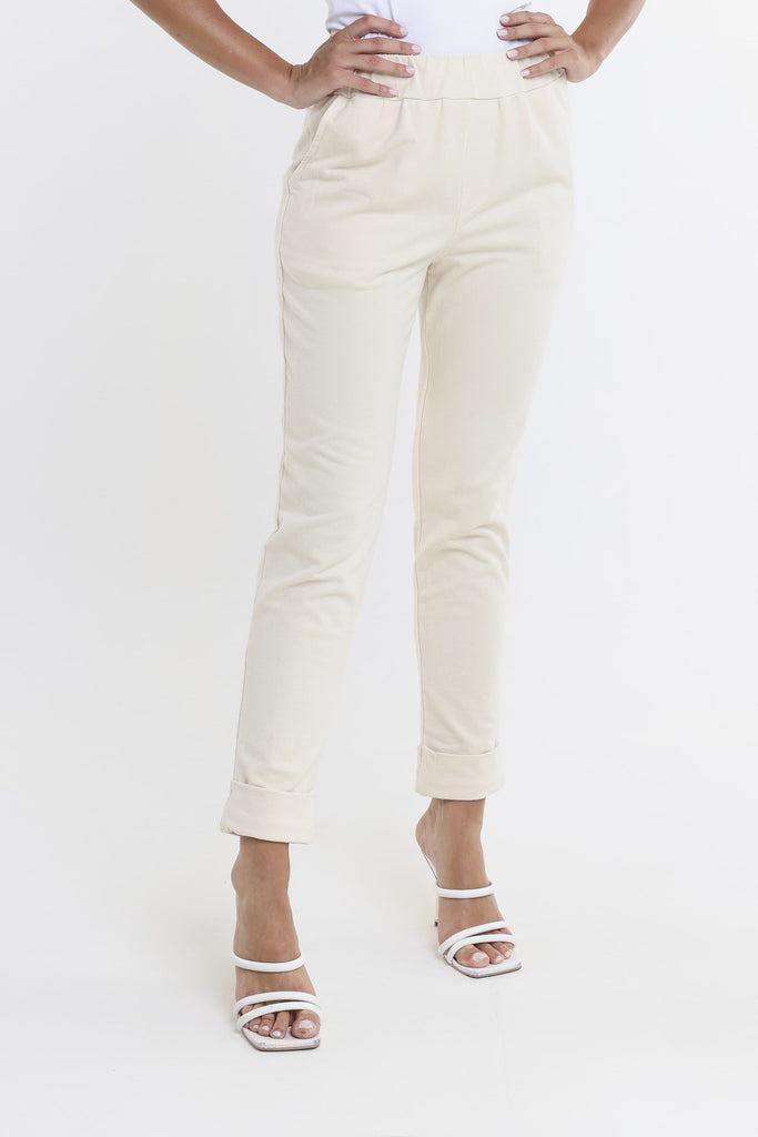 PL193 105 Cream Tamara French Terry Jogger-Front2