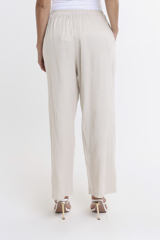 PL194 250 Beige Addie Ragged Multi Seam Linen Pant-4