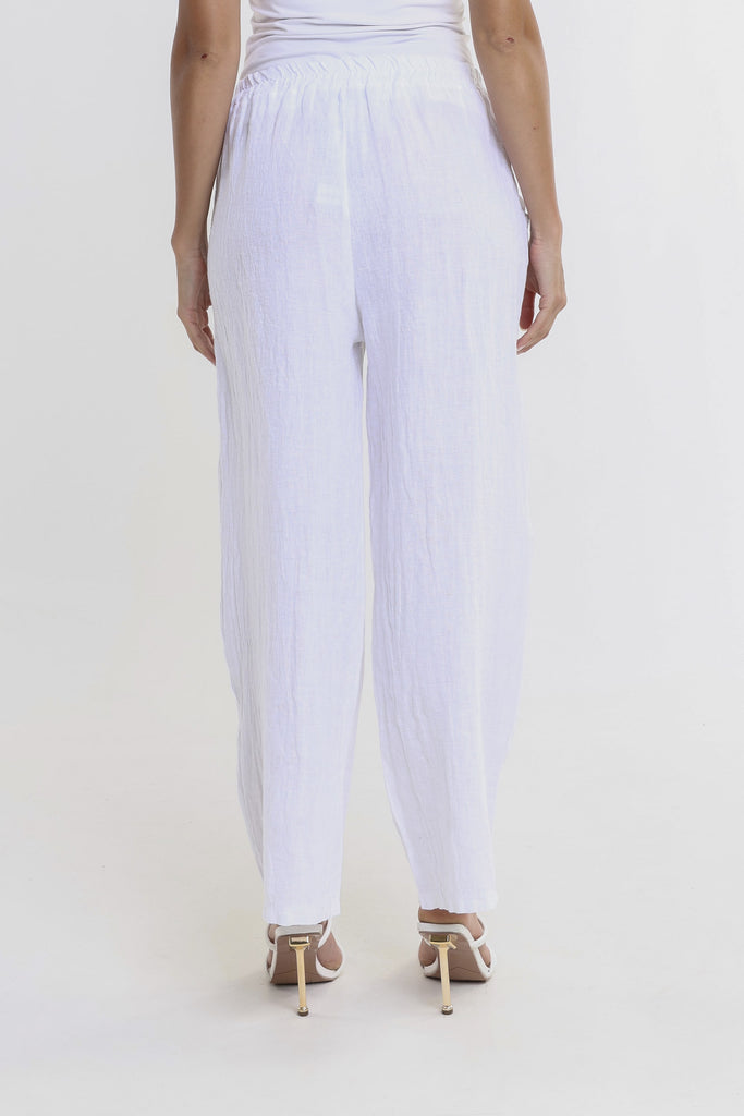 PL195 100 White Kate Straight Leg Linen Pant 