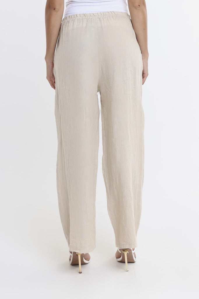 PL195 250 Beige Kate Straight Leg Linen Pant 