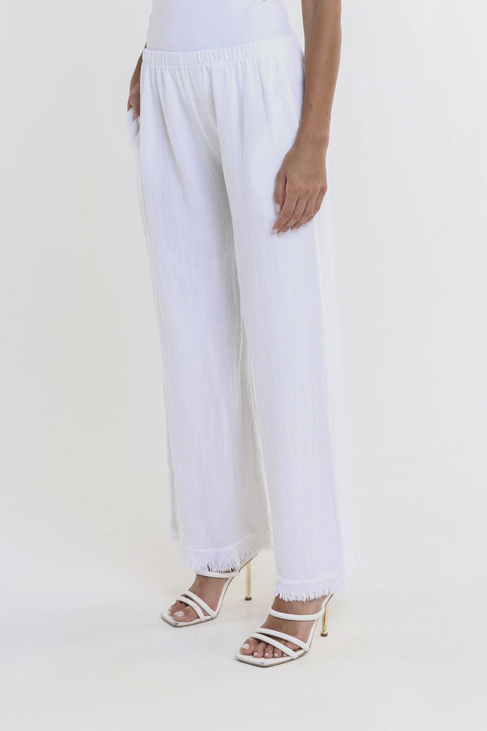 PL196 100 White Tillie LinCo Raw Edge Pant