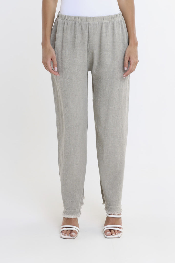 PL196 241 Taupe Enzyme Tillie LinCo Raw Edge Pant