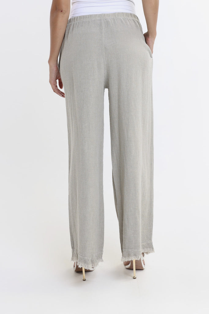 PL196 241 Taupe Enzyme Tillie LinCo Raw Edge Pant