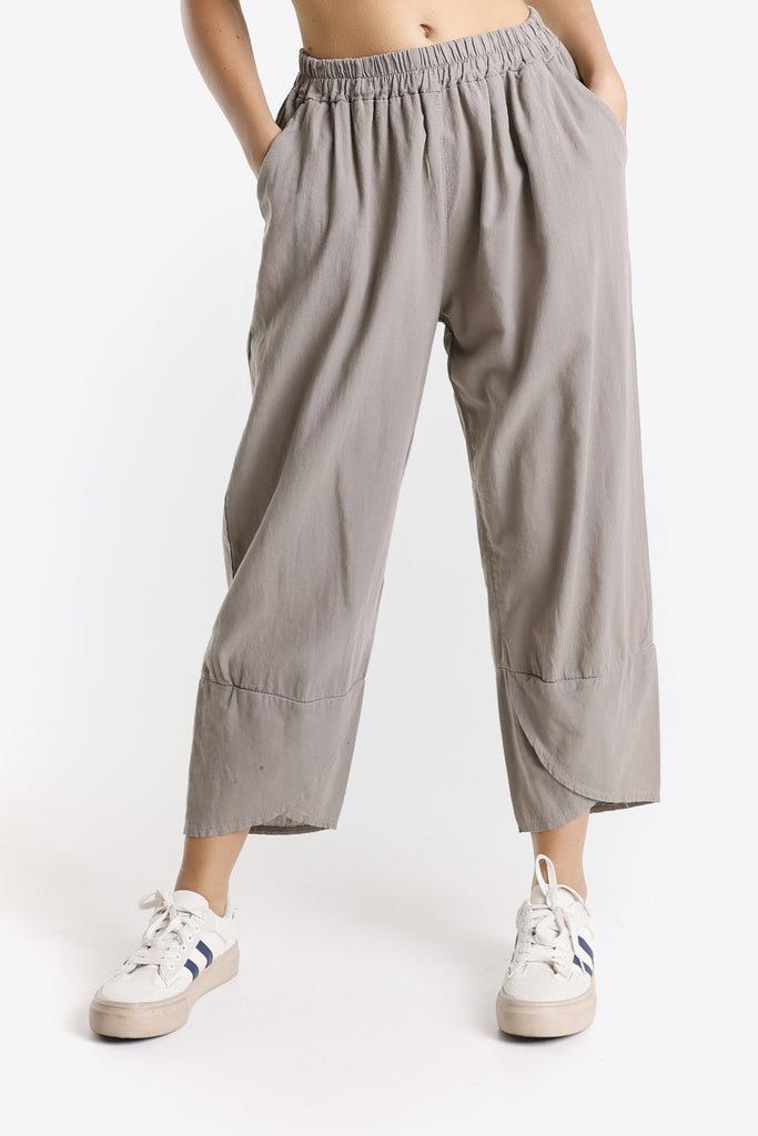 PL198 210 Taupe Eliana Linen Blend Tulip Cuff Pant
