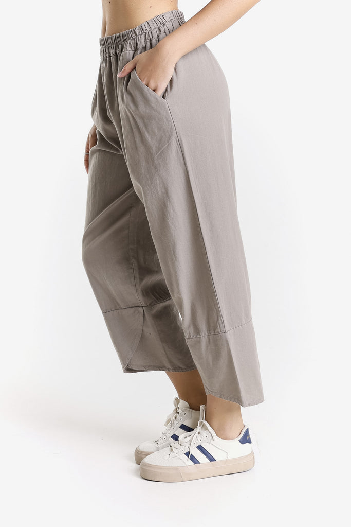 PL198 210 Taupe Eliana Linen Blend Tulip Cuff Pant