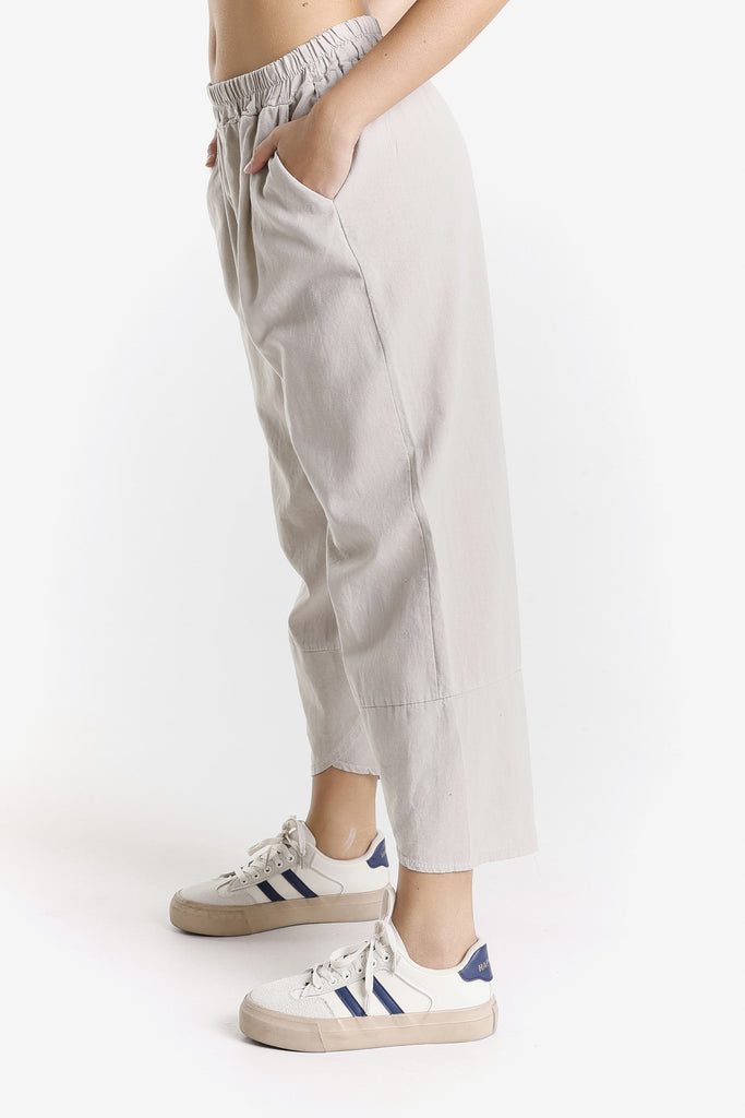 PL198 230 Stone Eliana Linen Blend Tulip Cuff Pant