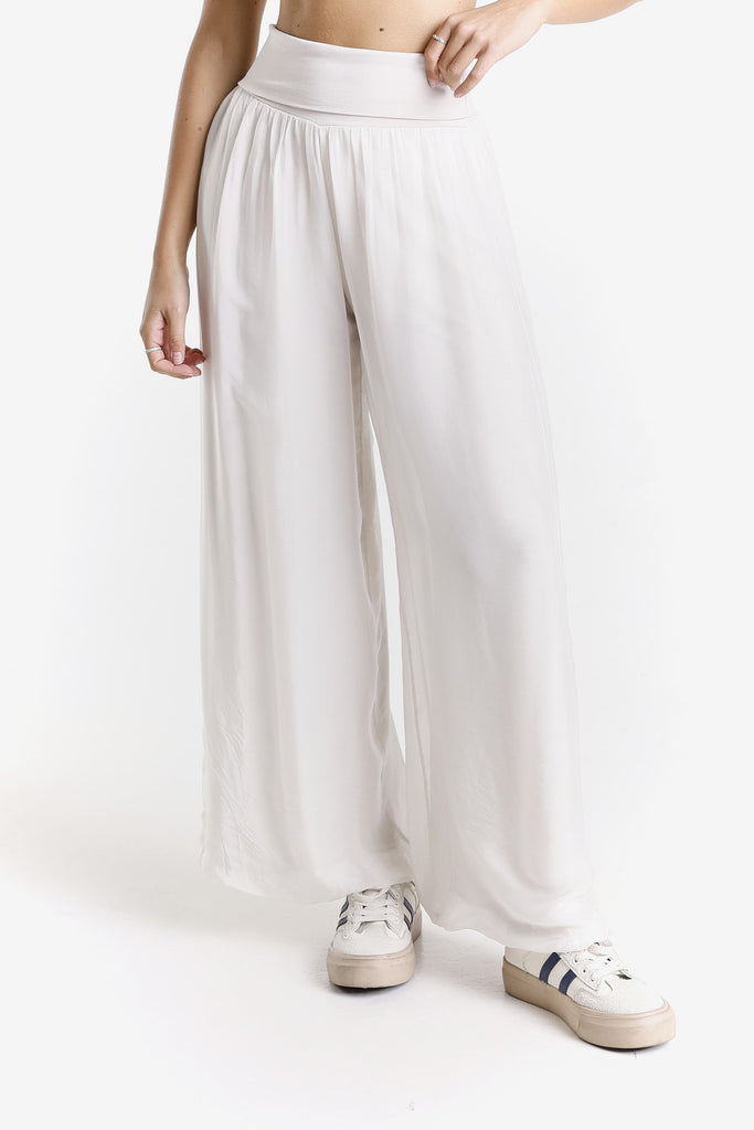 PL203 250 Beige Mercedes Silk Pant w/Foldover Waist