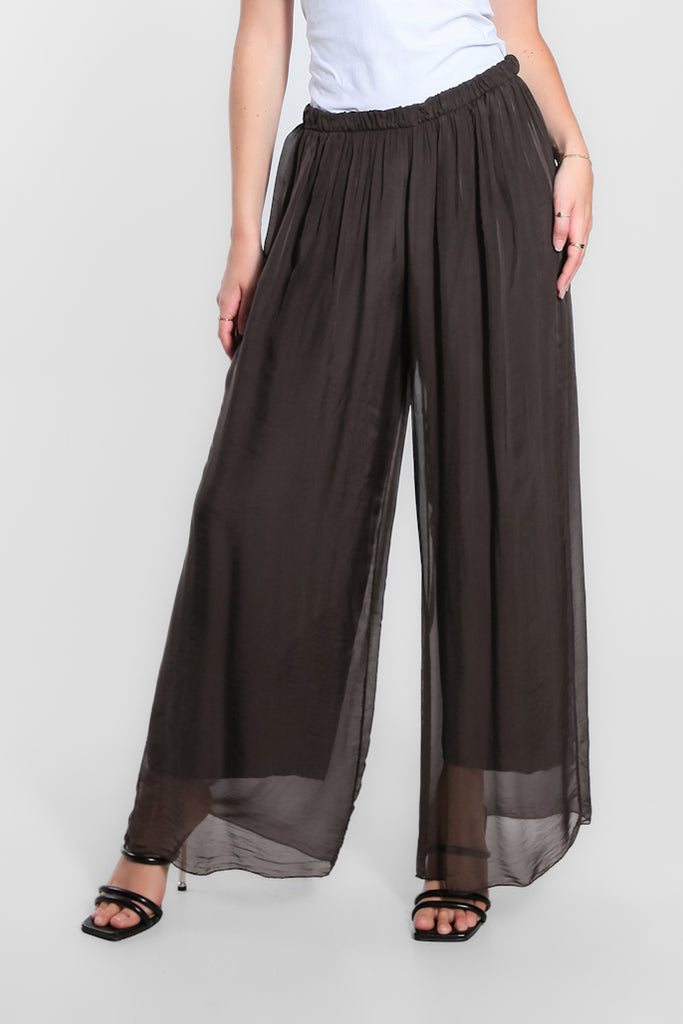 PL212-202 Espresso Roxy Silk Straight Leg Pant