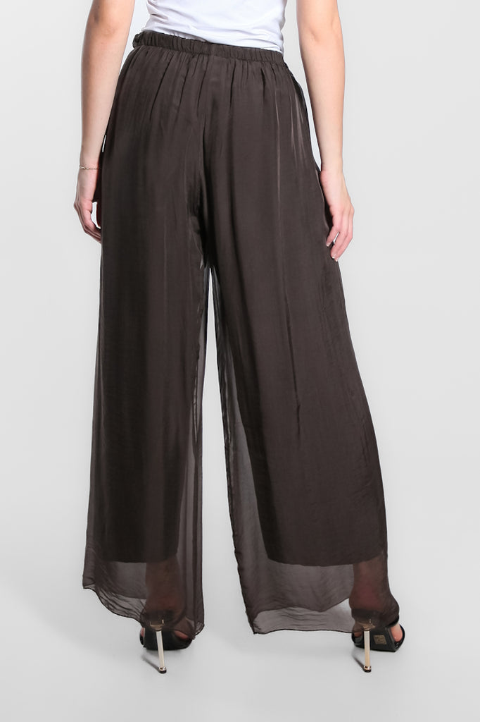 PL212-202 Espresso Roxy Silk Straight Leg Pant