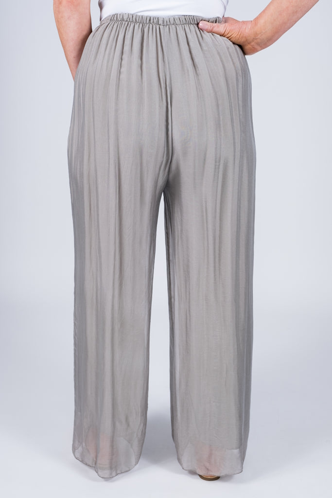 PL212-210 Taupe Roxy Silk Straight Leg Pant