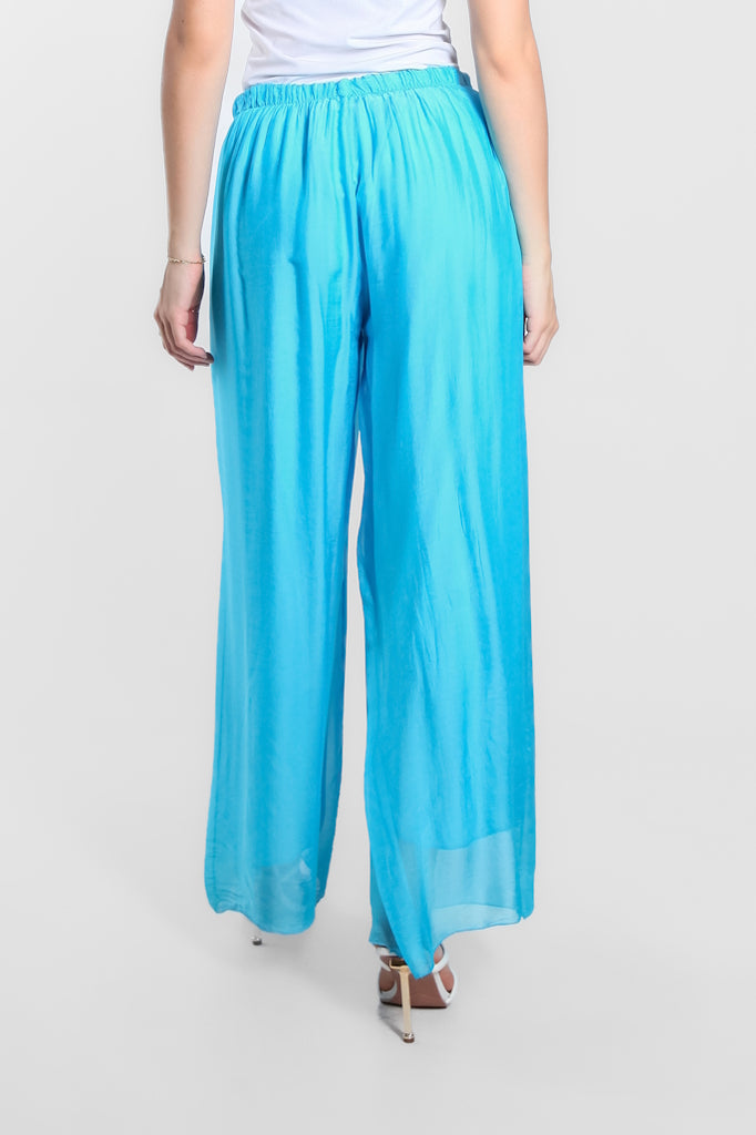 PL212-440 Turq Roxy Silk Straight Leg Pant