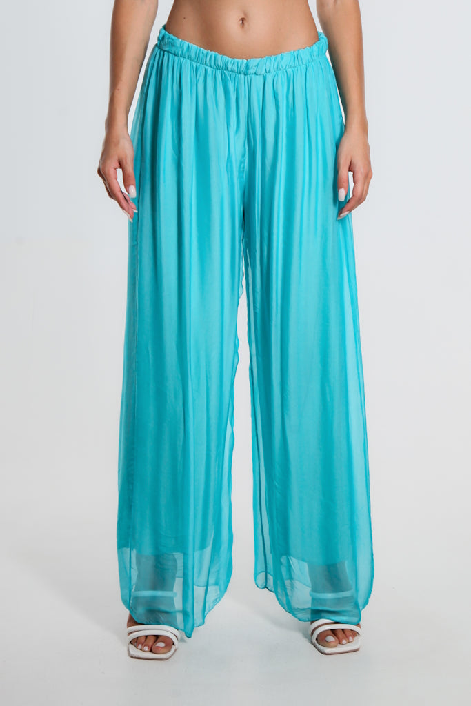 PL212-458 Tiffany Blue Roxy Silk Straight Leg Pant