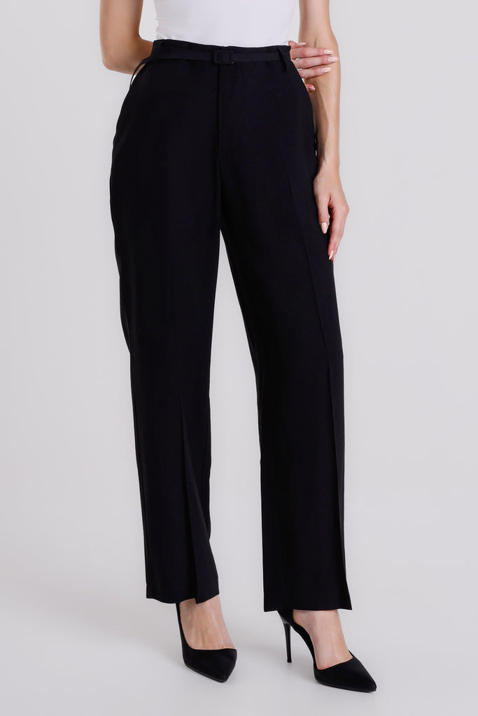 PL221 001 Black Romina Wide Leg Pant
