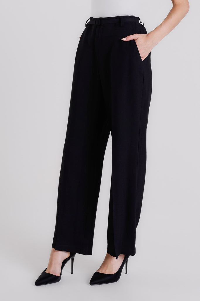 PL221 001 Black Romina Wide Leg Pant