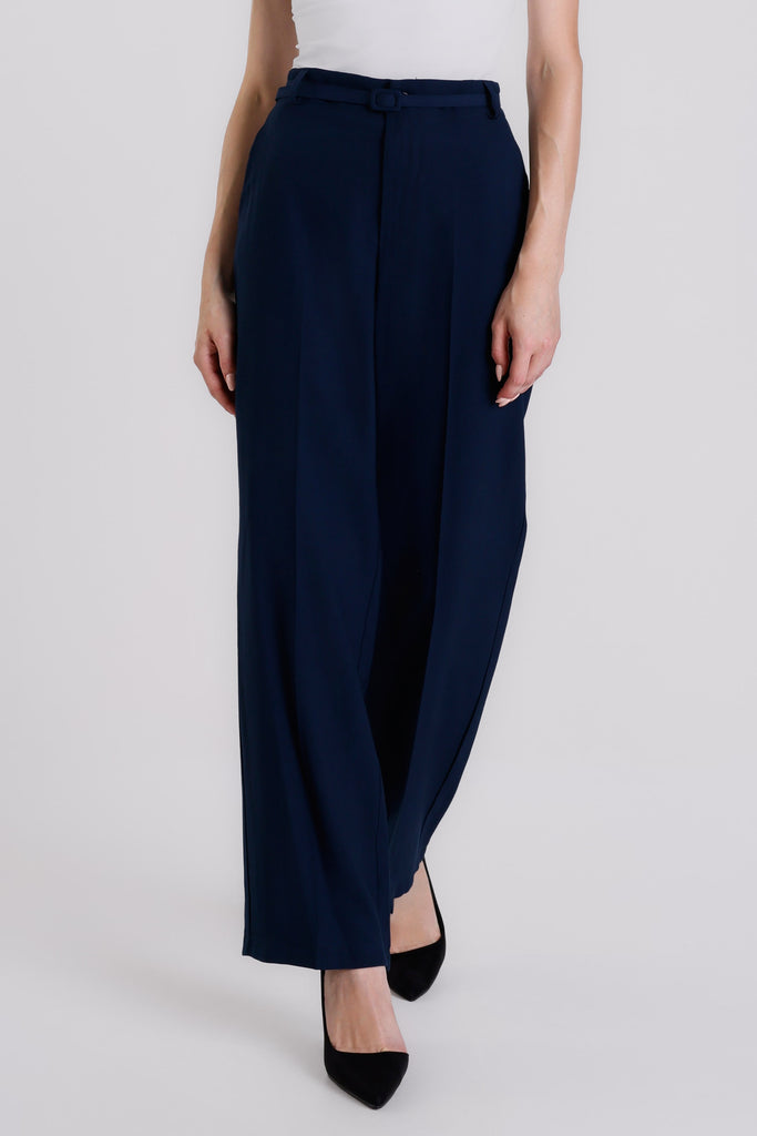 PL221 409 Navy Romina Wide Leg Pant