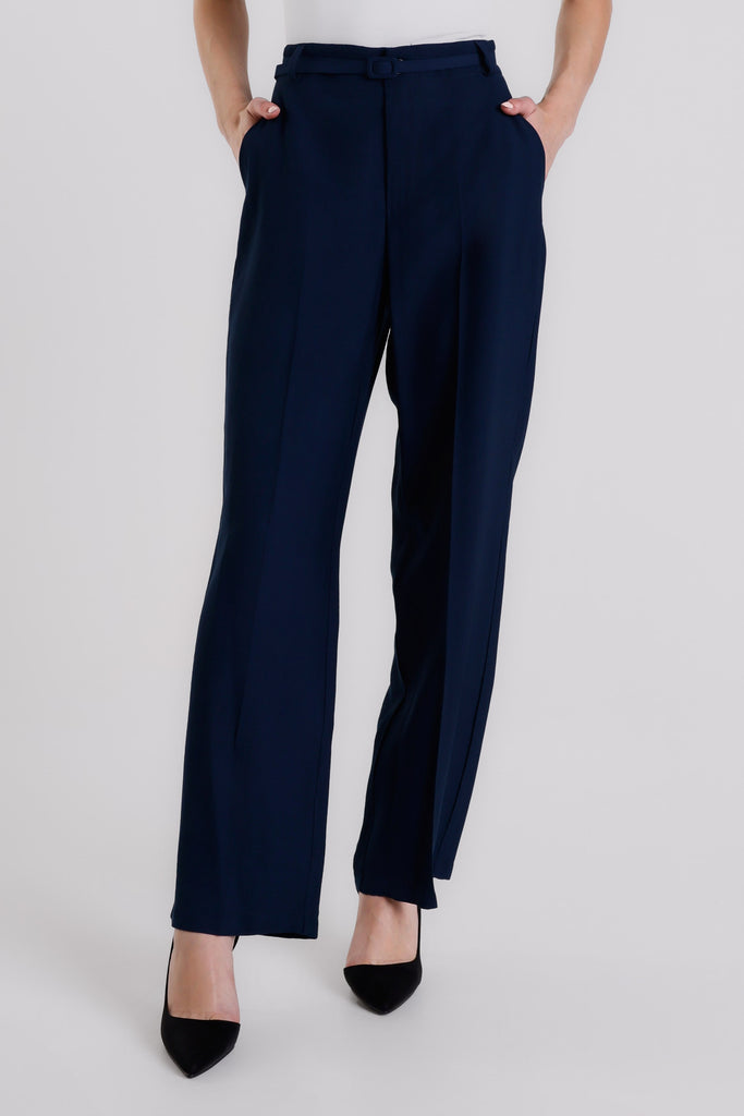 PL221 409 Navy Romina Wide Leg Pant