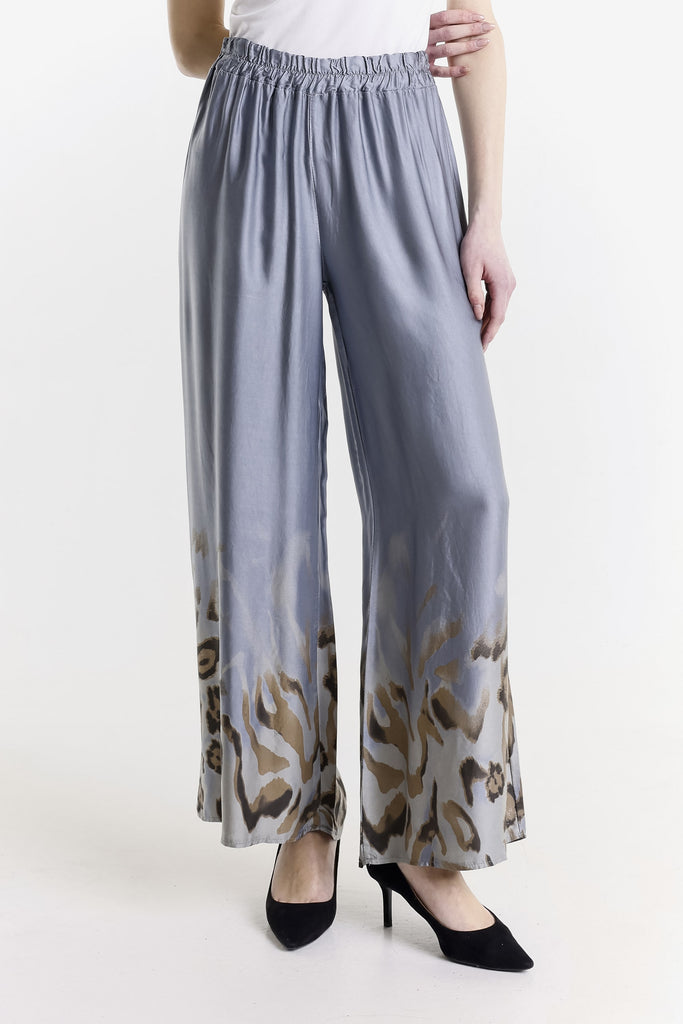 PL224 040 Medium Gray Adeline Animal Print Viscose Pant