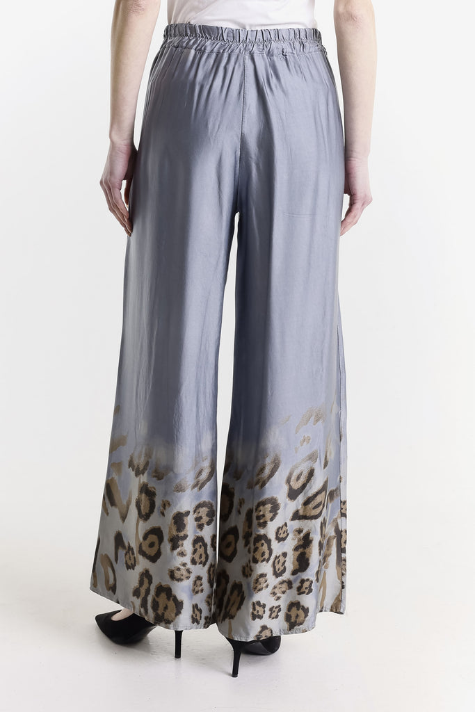 PL224 040 Medium Gray Adeline Animal Print Viscose Pant