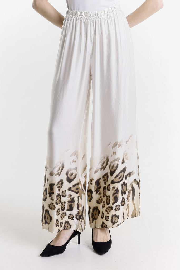 PL224 250 Beige Adeline Animal Print Viscose Pant