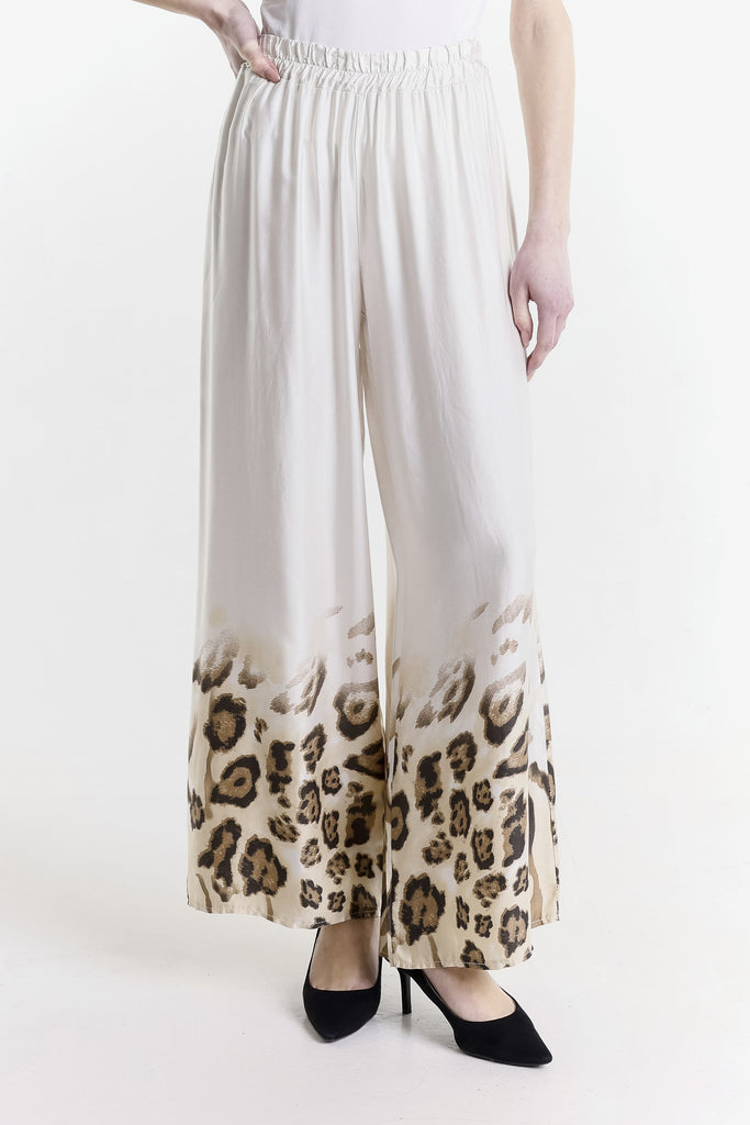 PL224 250 Beige Adeline Animal Print Viscose Pant