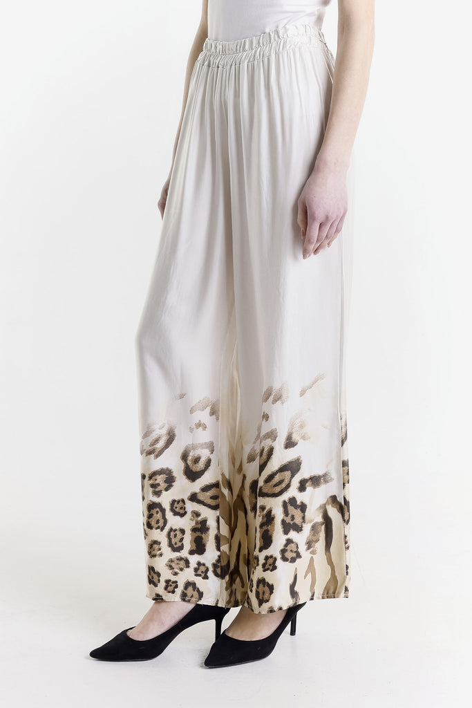 PL224 250 Beige Adeline Animal Print Viscose Pant