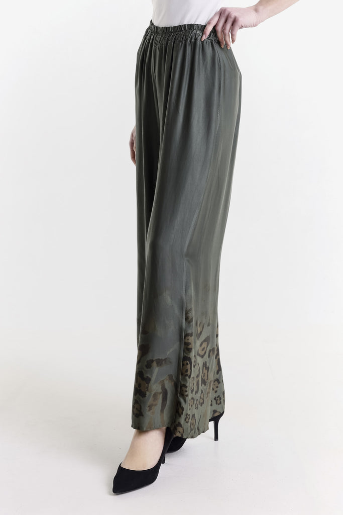 PL224 303 Army Adeline Animal Print Viscose Pant