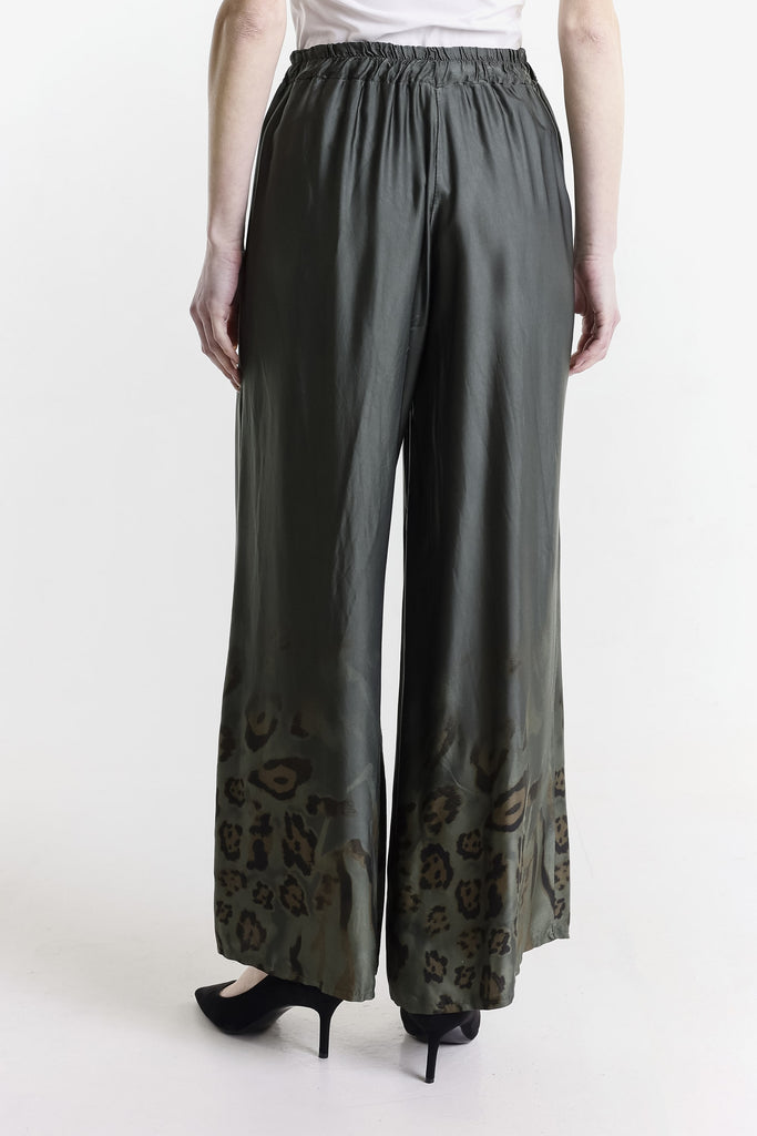 PL224 303 Army Adeline Animal Print Viscose Pant