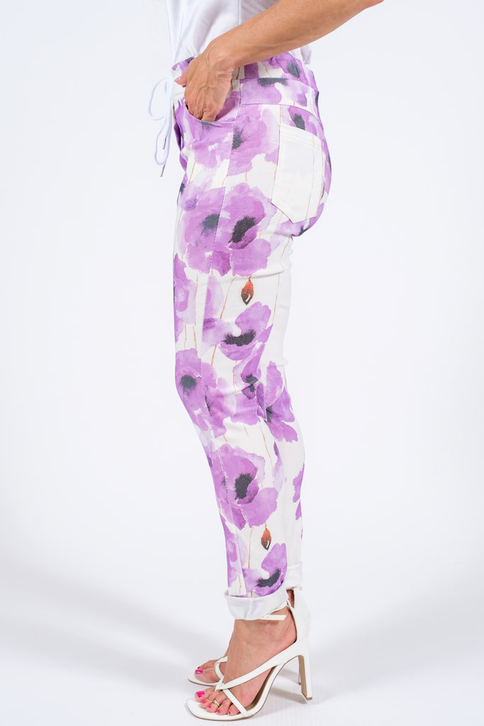PL709P-534 Lilac Lily Poppy Pull On Pant
