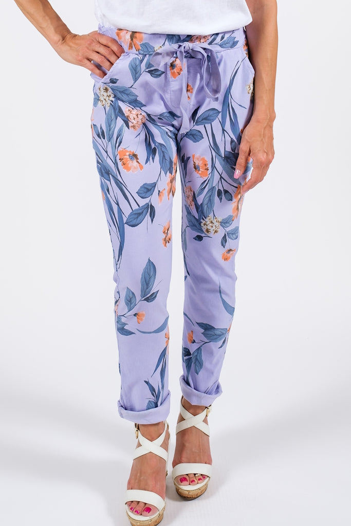 PL710F-534 Lilac Roseann Floral Print Pant