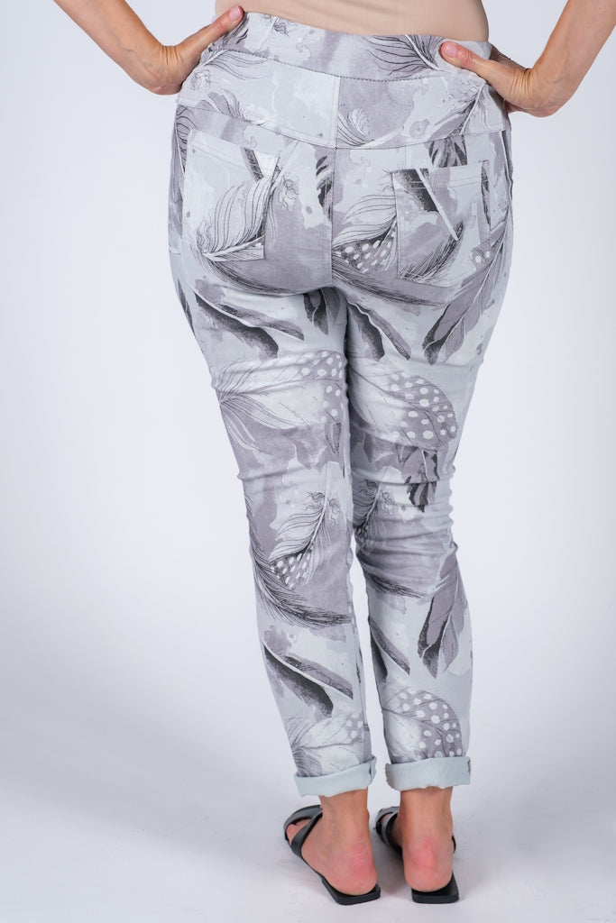 PL710R-020 Gray Roseann Feather Pull On Pant