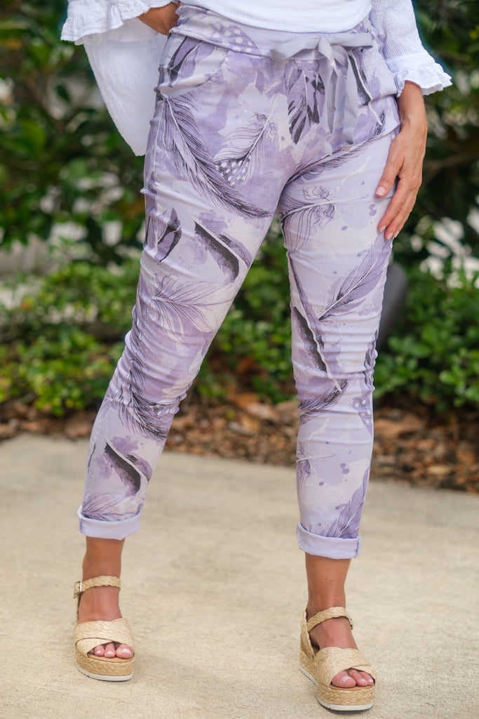 PL710R-534 Lilac Roseann Feather Pull On Pant