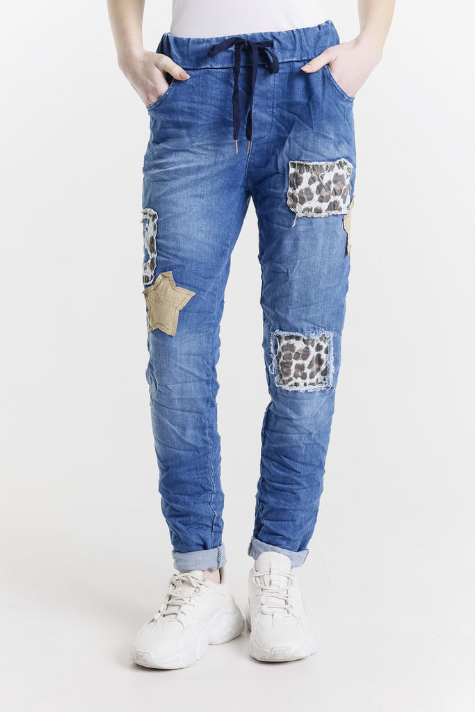 PL711 427 Jeans Justene Leopard Patch Print Pant-1