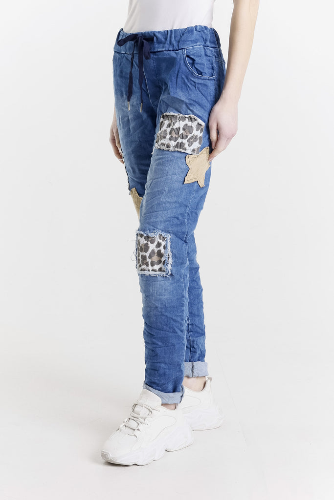 PL711 427 Jeans Justene Leopard Patch Print Pant-3