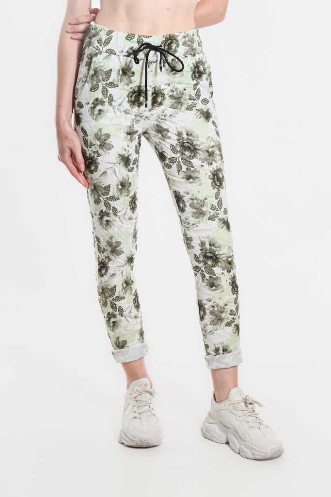 PL712F-303 Army Izzy Floral Leaves Featherweight Pant