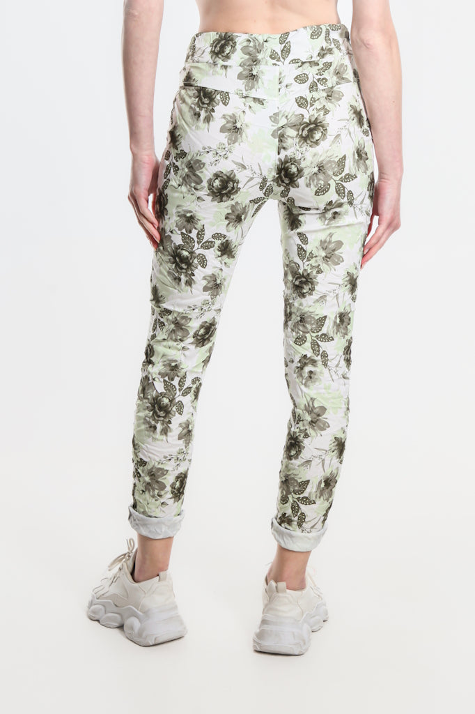 PL712F-303 Army Izzy Floral Leaves Featherweight Pant