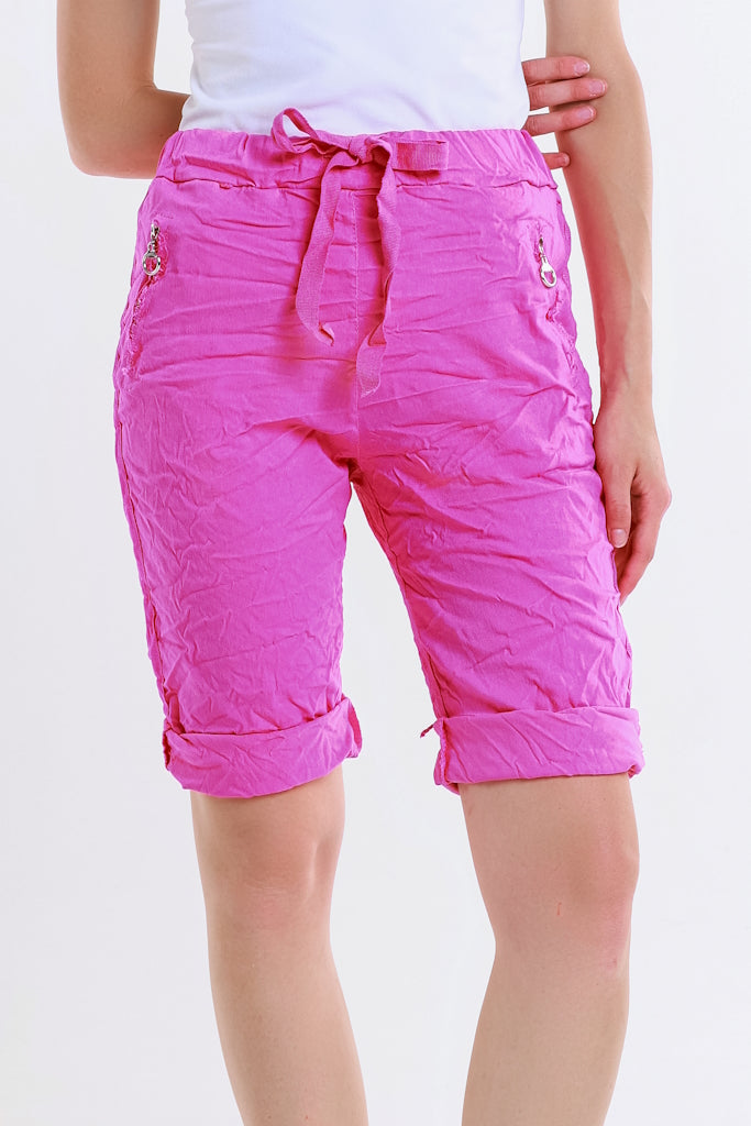 PS104-672 Fuchsia Melody Zipper Detail Short