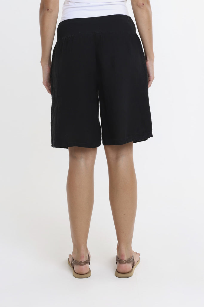 PS114 001 Black Agatha Mesh Pocket Linen Short-4