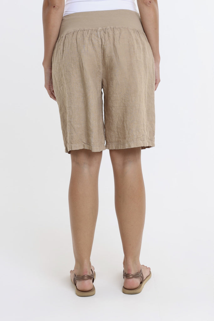 PS114 258 Camel Agatha Mesh Pocket Linen Short-4