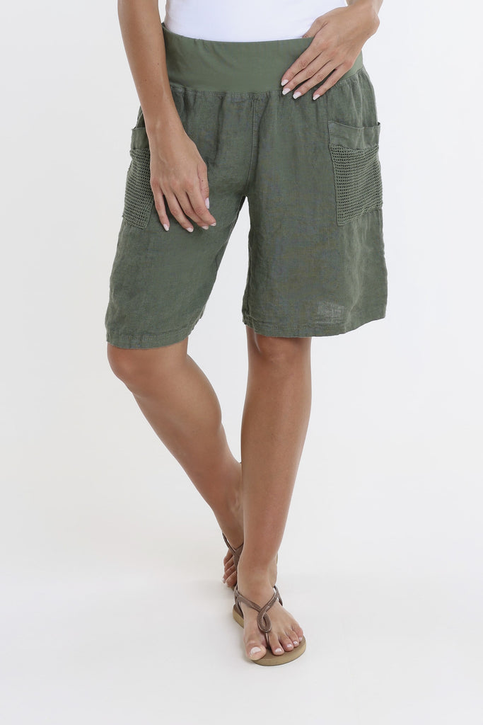 PS114 303 Army Agatha Mesh Pocket Linen Short-1