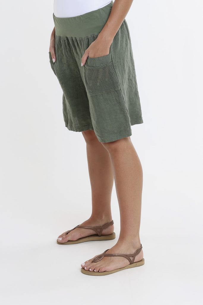 PS114 303 Army Agatha Mesh Pocket Linen Short-3