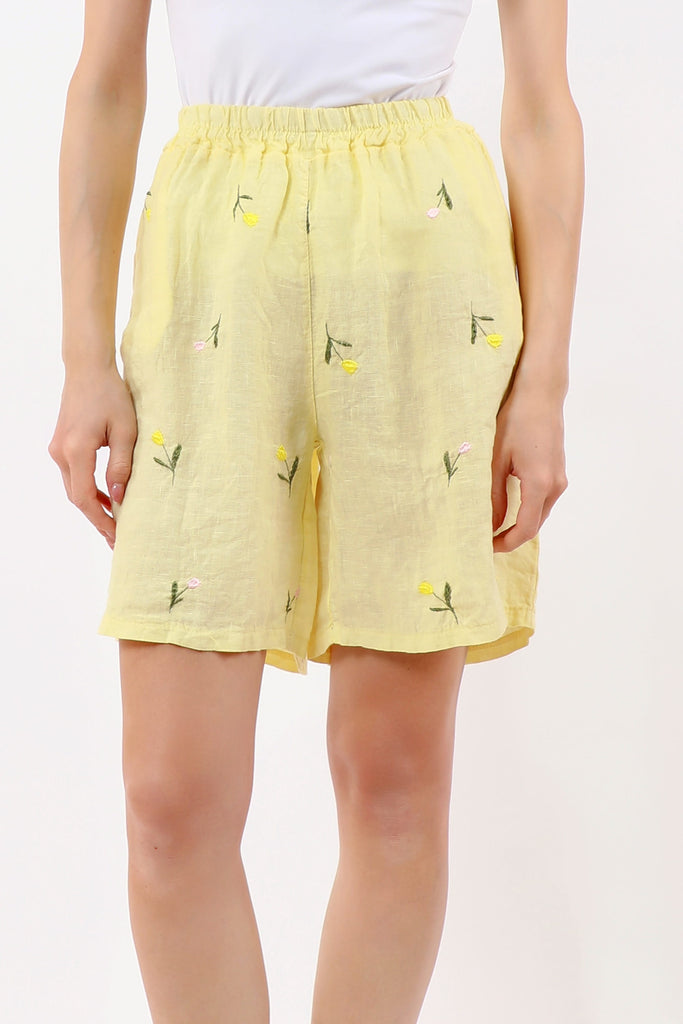Pia Embroidered Tulip Linen Short (PS115E) – TINA Stephens Group