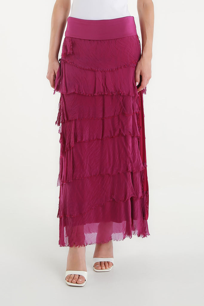 SL201 520 Orchid Elisa Silk Ruffle Skirt