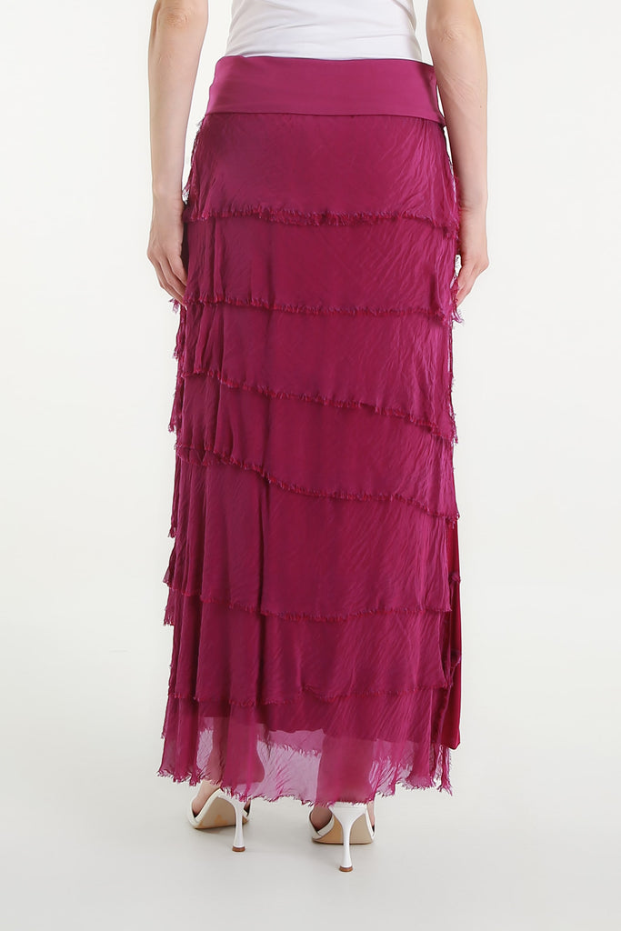 SL201 520 Orchid Elisa Silk Ruffle Skirt